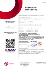 Pratinjau sertifikat SNI untuk Kabel XLPE tegangan menengah